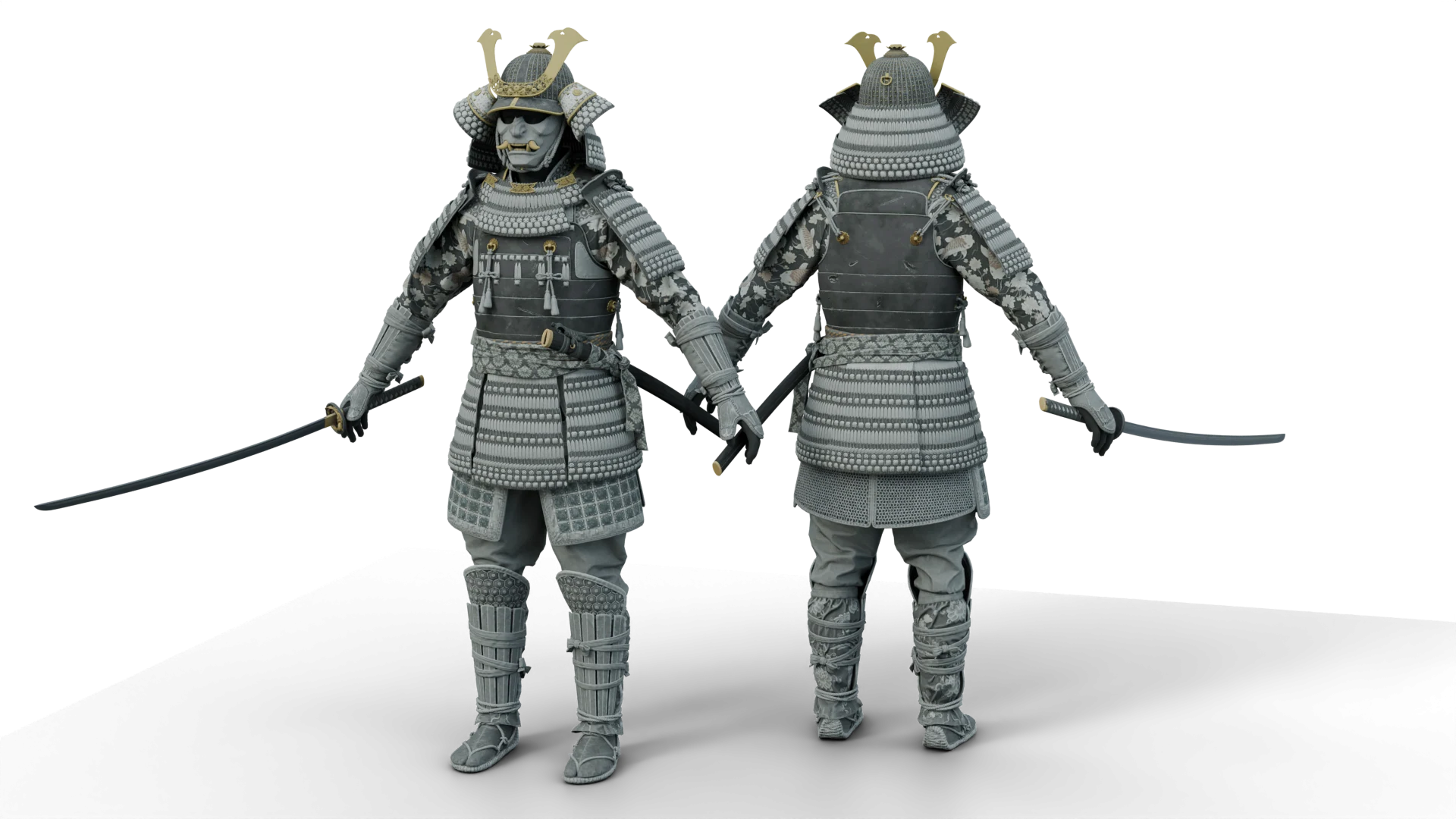White samurai armor with swords – FiveM 3D clothing asset (Samurai)