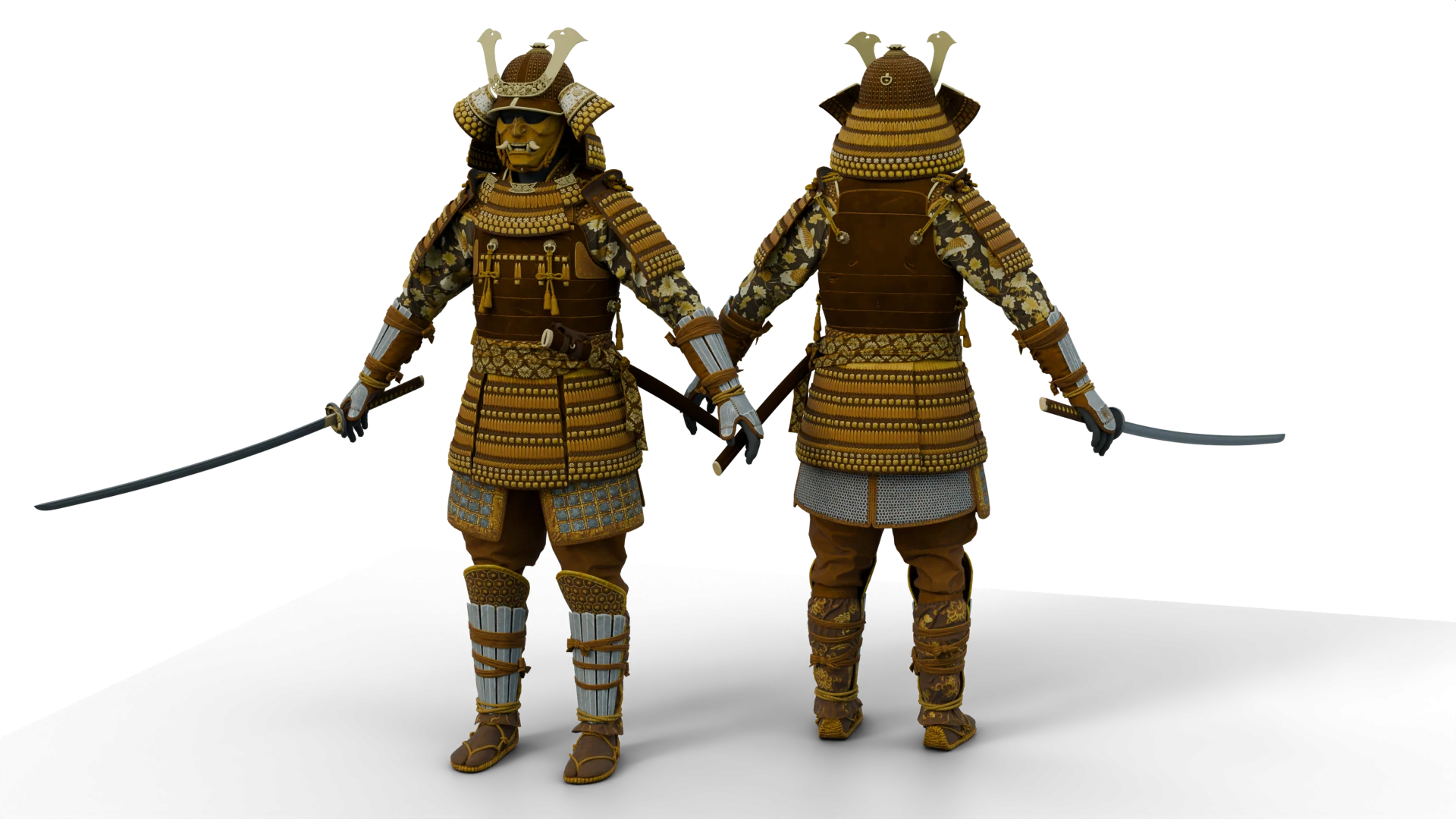 Gold samurai armor with swords – FiveM 3D clothing asset (Samurai)