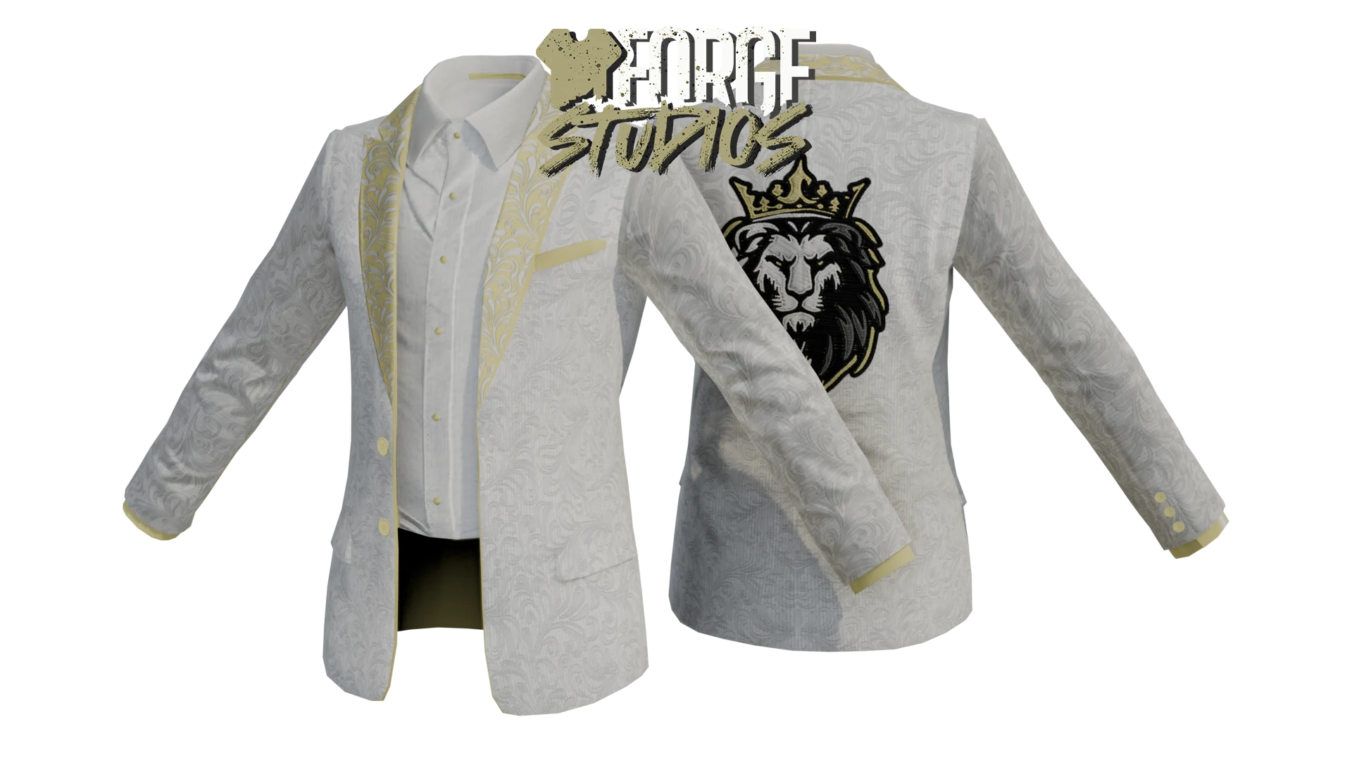 White patterned blazer with cream lapels – FiveM mafia and cartel clothing (Riviera)