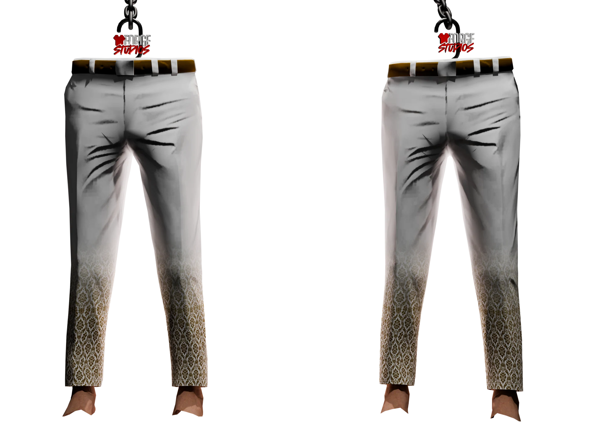 White trousers with gold-patterned ankles – FiveM faction clothing for GTA RP (La Mano Bianca)