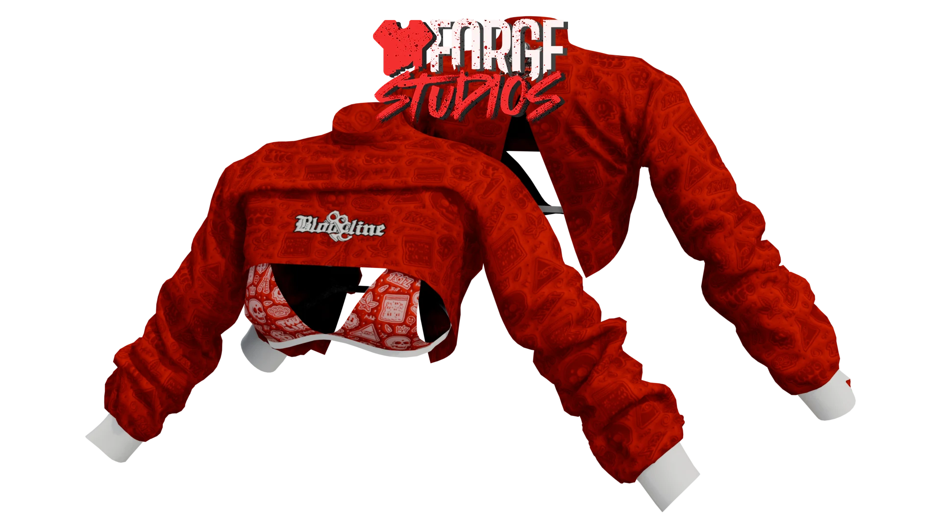Red cropped sweatshirt with front cutout – FiveM gang clothing for GTA RP (Bloodline 2.0)
