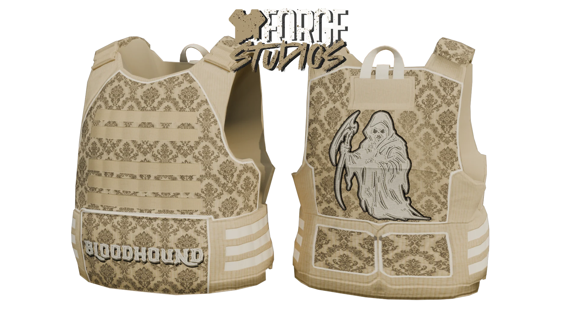 Beige patterned tactical vest – FiveM mafia and cartel clothing (Bloodhound)