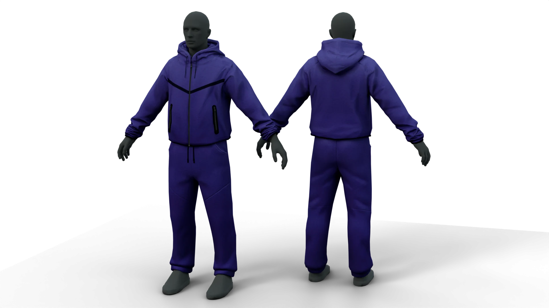Purple hooded tracksuit, front and back – FiveM 3D clothing asset (Tracksuit Crevis)