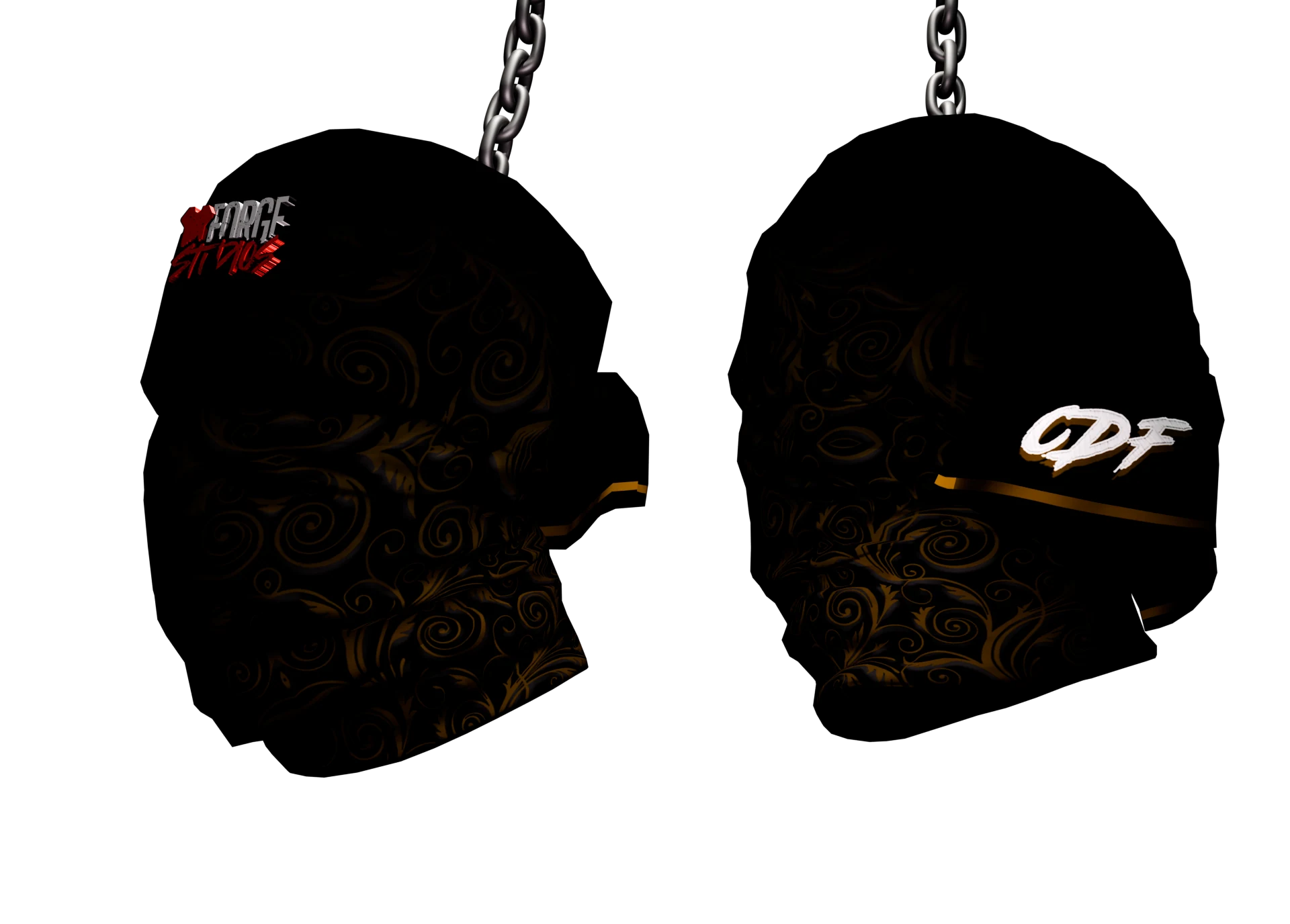 Black face covering with gold pattern – FiveM faction clothing for GTA RP (Cartel de Fuego)