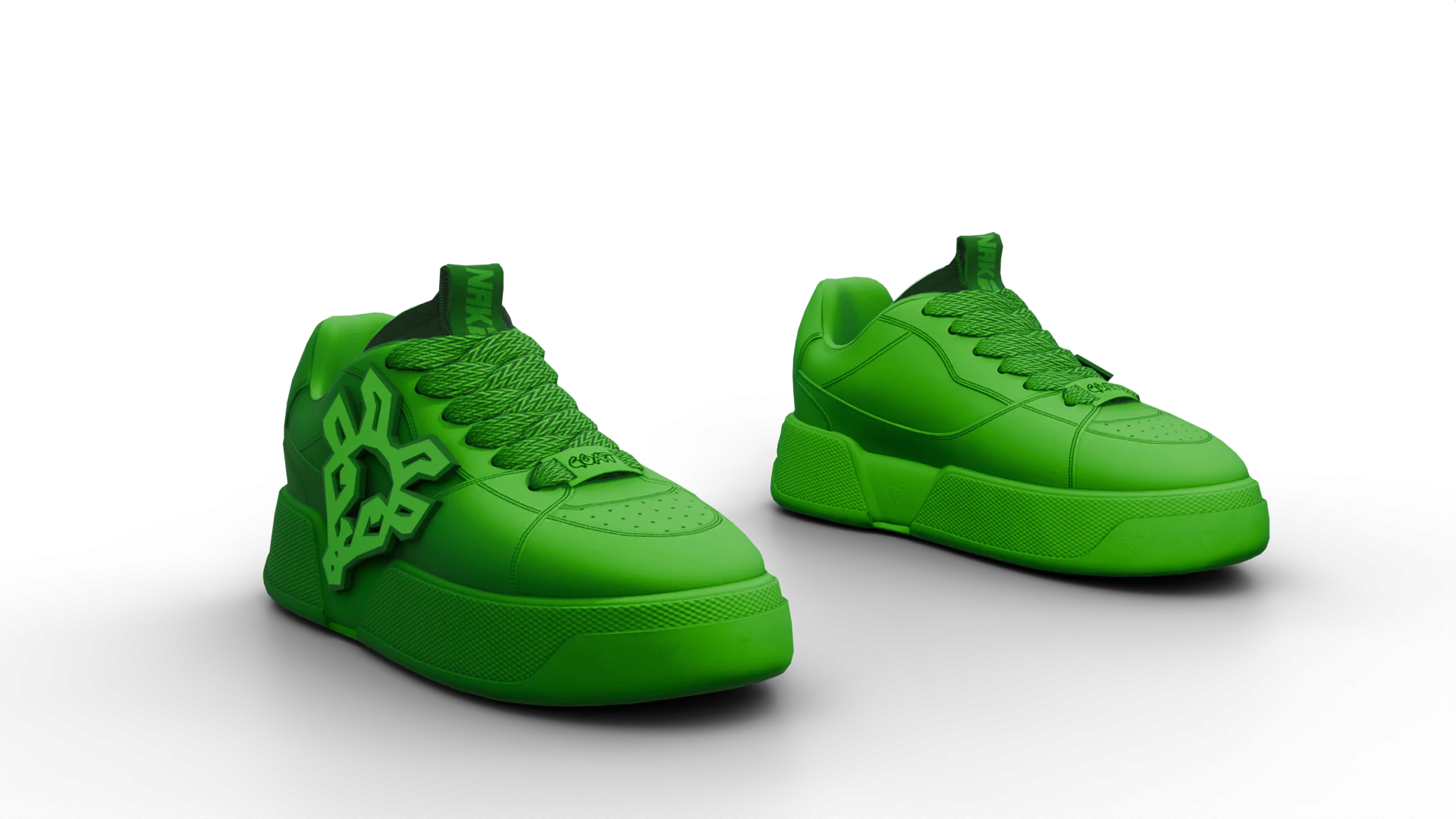 Green sneakers with side emblem – FiveM 3D clothing asset (Naked Goat Shoes)