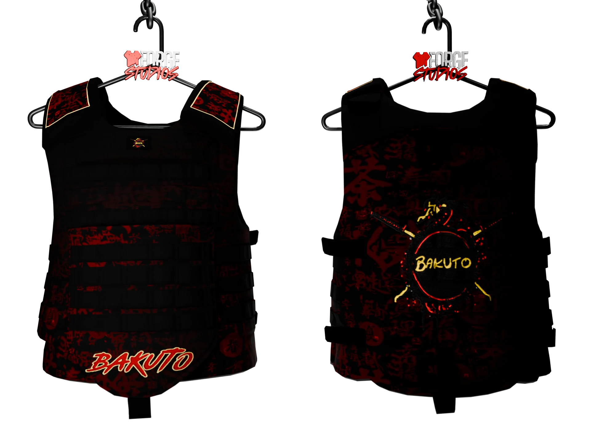 Black sleeveless top with red graphics – FiveM faction clothing for GTA RP (Bakuto)