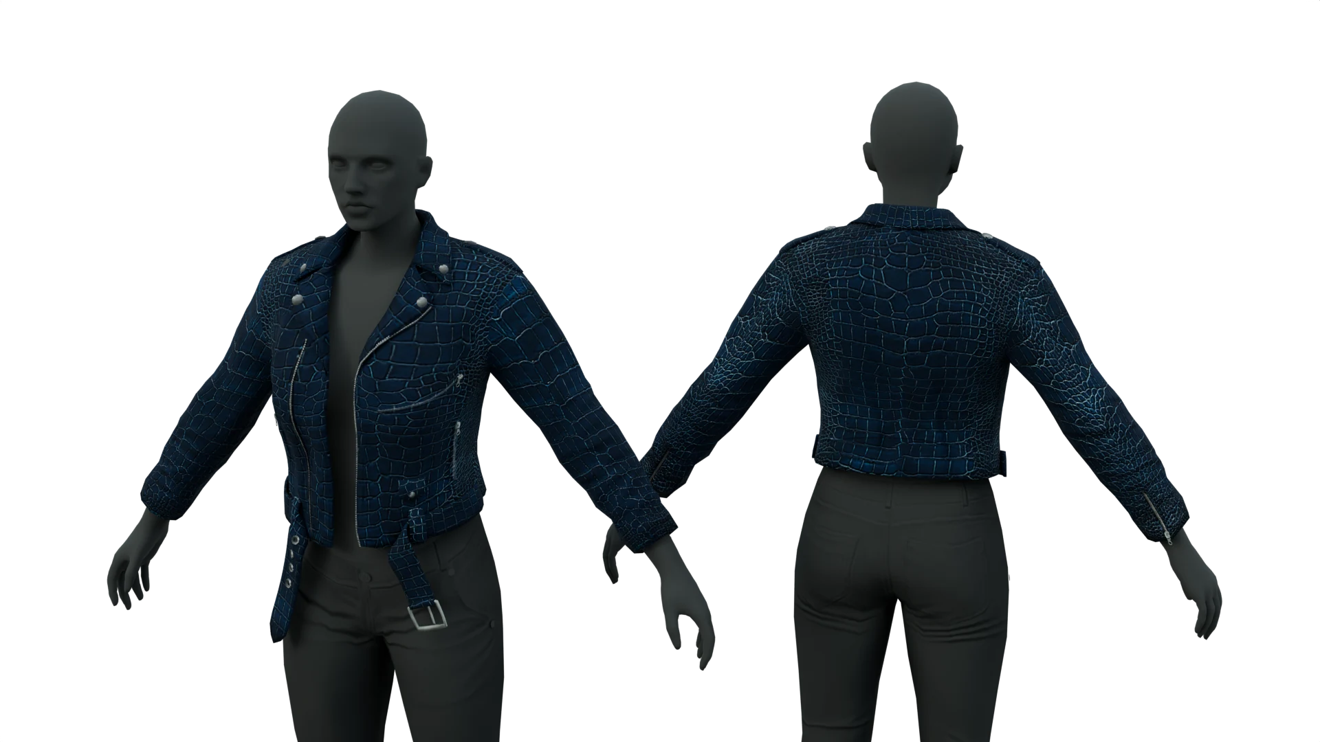 Blue reptile-pattern jacket, fitted version – FiveM 3D clothing asset (Gator Jacket)