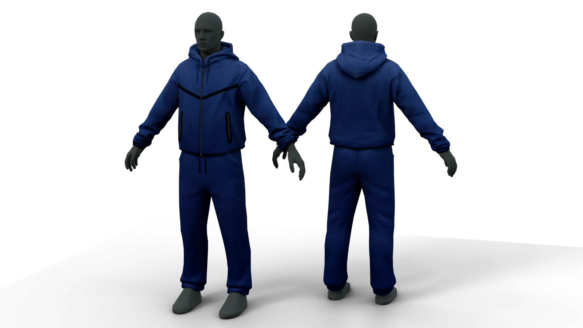 Blue hooded tracksuit, front and back – FiveM 3D clothing asset (Tracksuit Crevis)