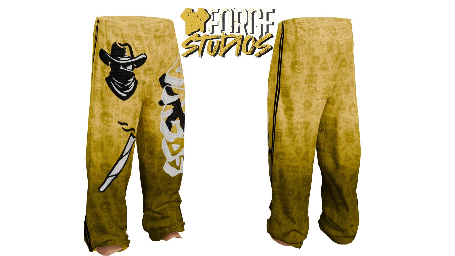 Yellow patterned trousers – FiveM gang clothing for GTA RP (Vagos)