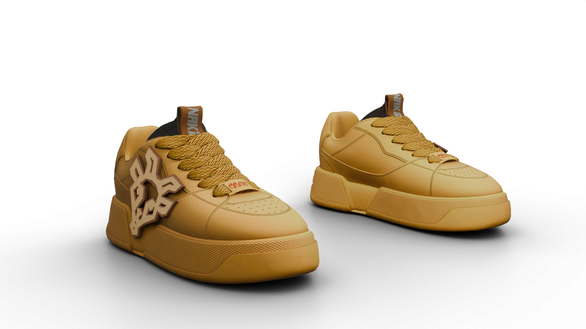 Yellow sneakers with side emblem – FiveM 3D clothing asset (Naked Goat Shoes)