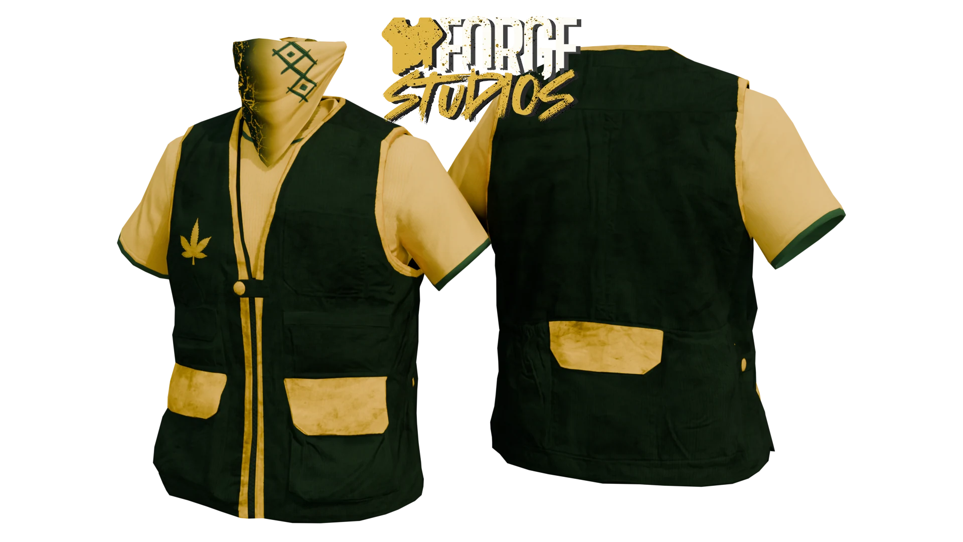 Dark green vest over a yellow shirt – FiveM gang clothing for GTA RP (Public Enemies)