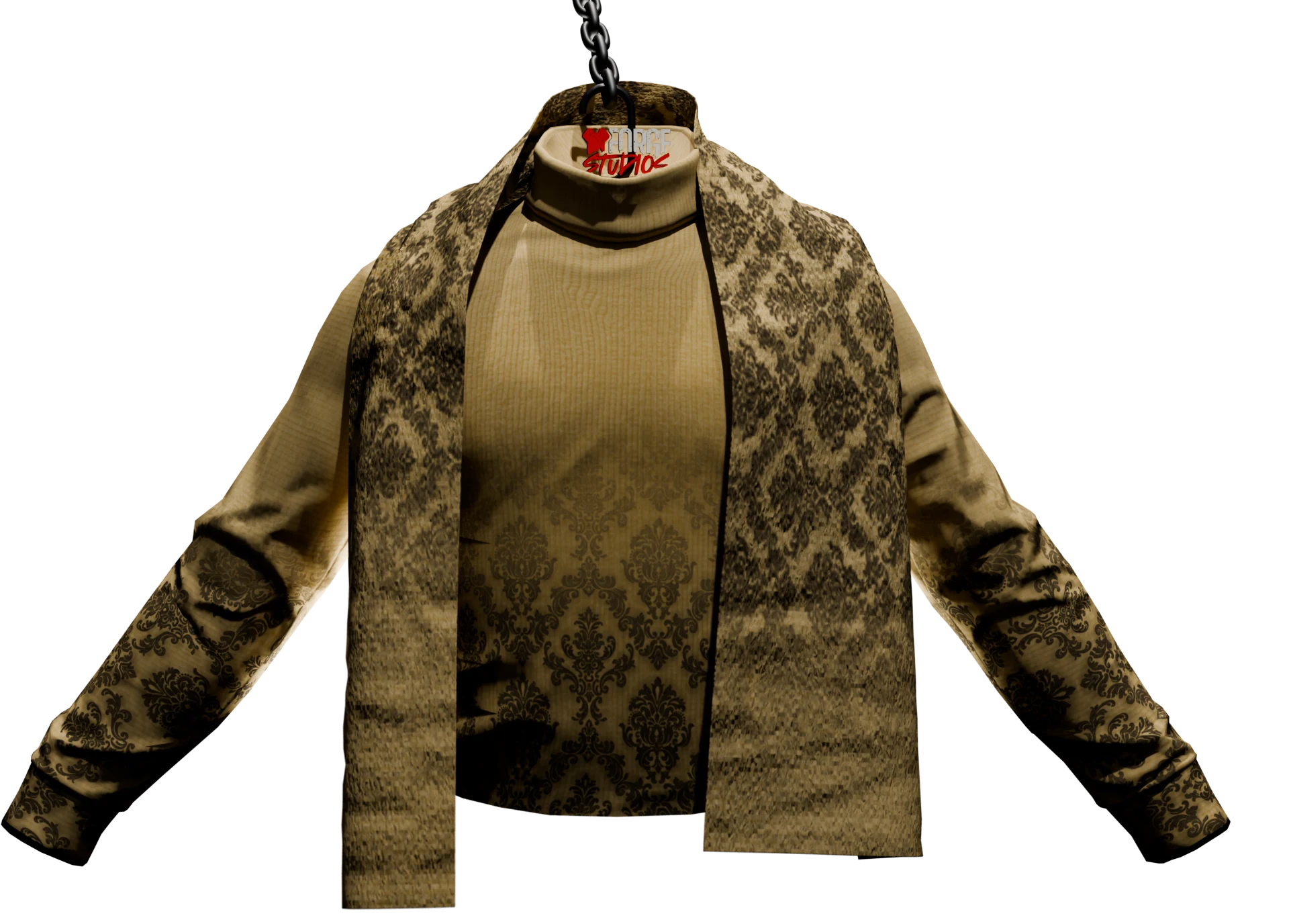 Beige and brown jacket over a matching top – FiveM mafia and cartel clothing (Bloodhound)