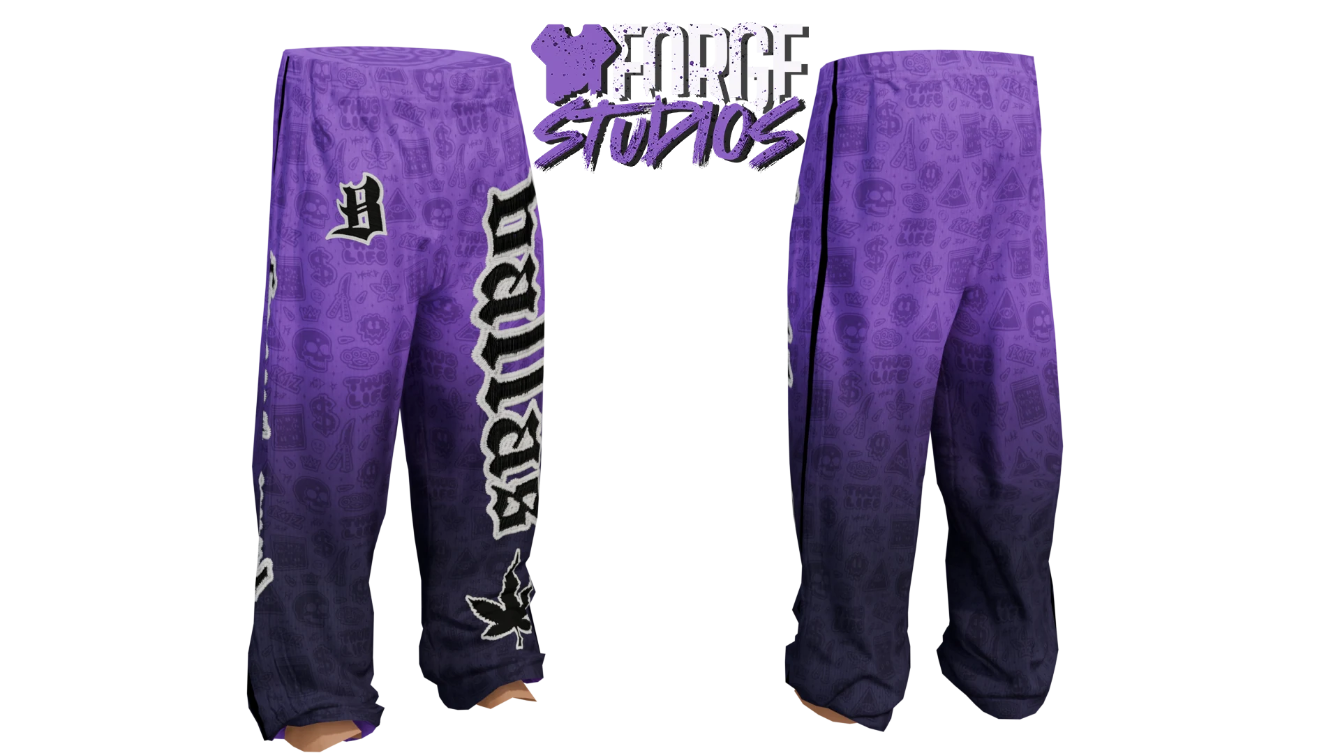Purple patterned trousers – FiveM gang clothing for GTA RP (Ballas)