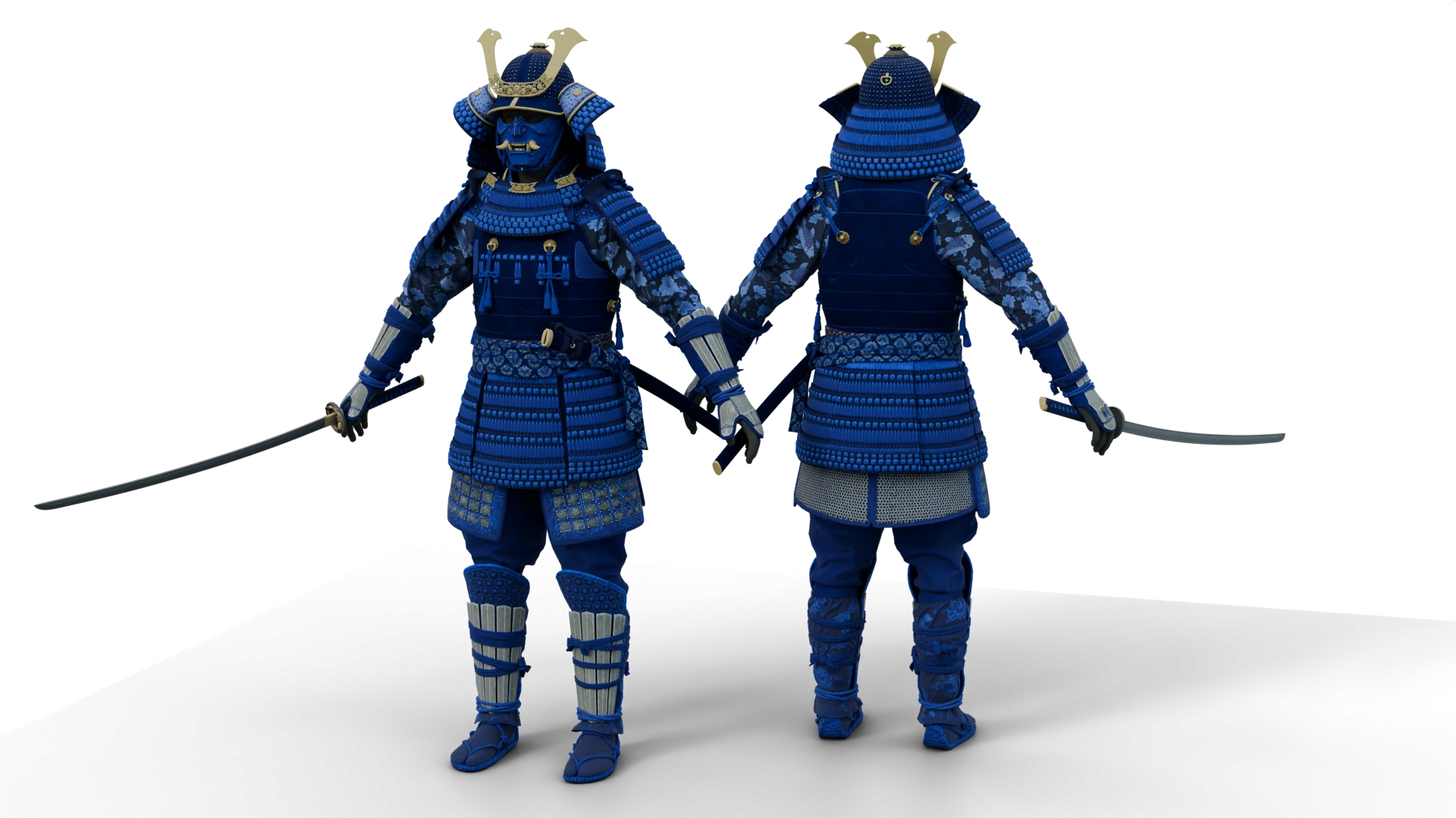 Blue samurai armor with swords – FiveM 3D clothing asset (Samurai)