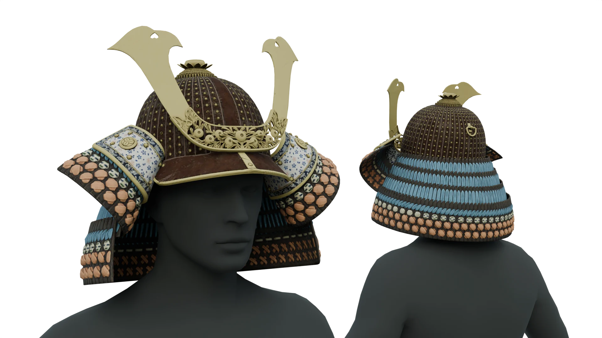 Samurai helmet with gold crest – FiveM 3D clothing asset (Samurai)