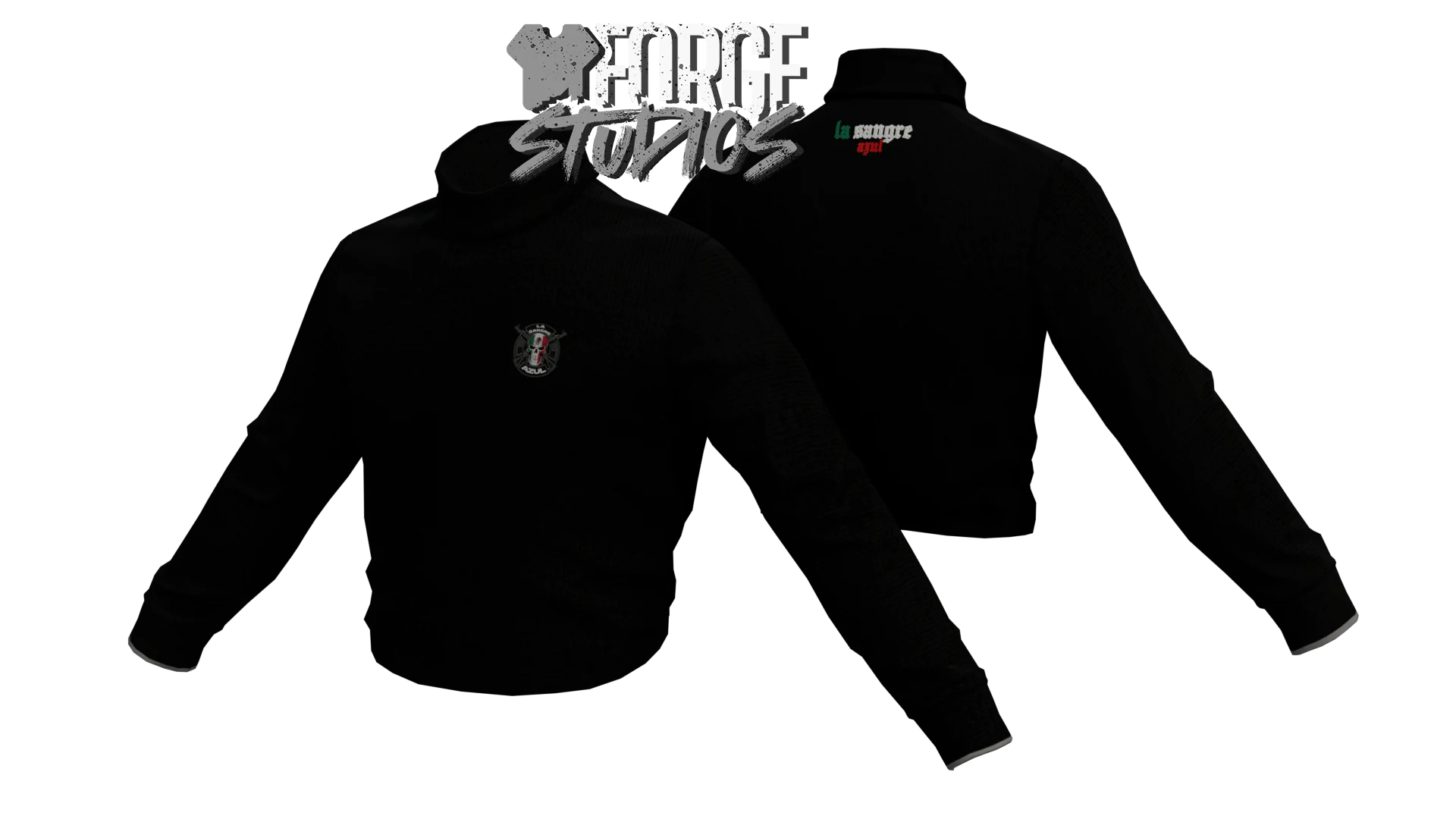 Black cropped polo top – FiveM mafia and cartel clothing (La Sangre Azul)
