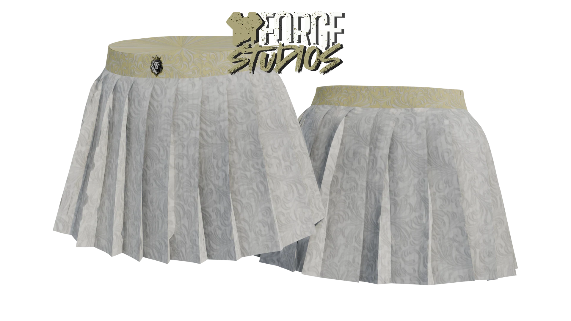 White pleated skirt with cream waistband – FiveM mafia and cartel clothing (Riviera)