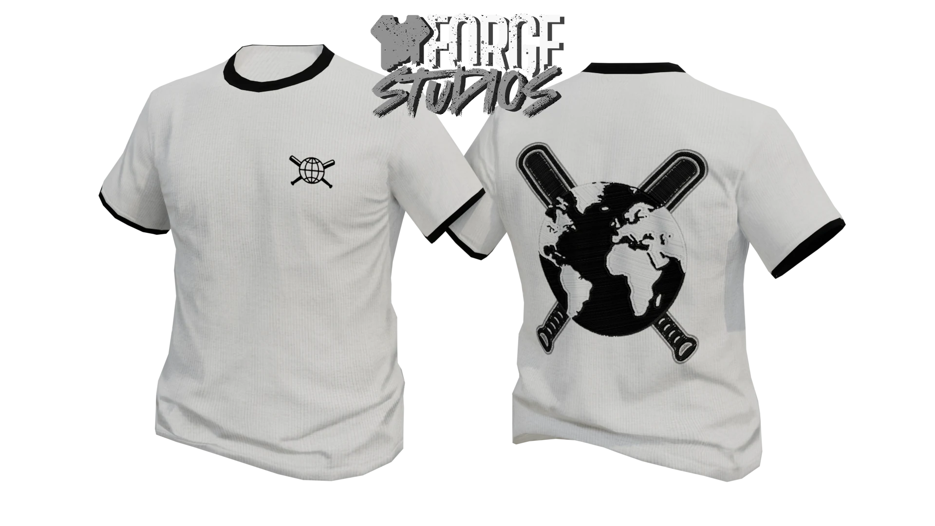 White T-shirt with black graphic – FiveM gang clothing for GTA RP (Internationals)