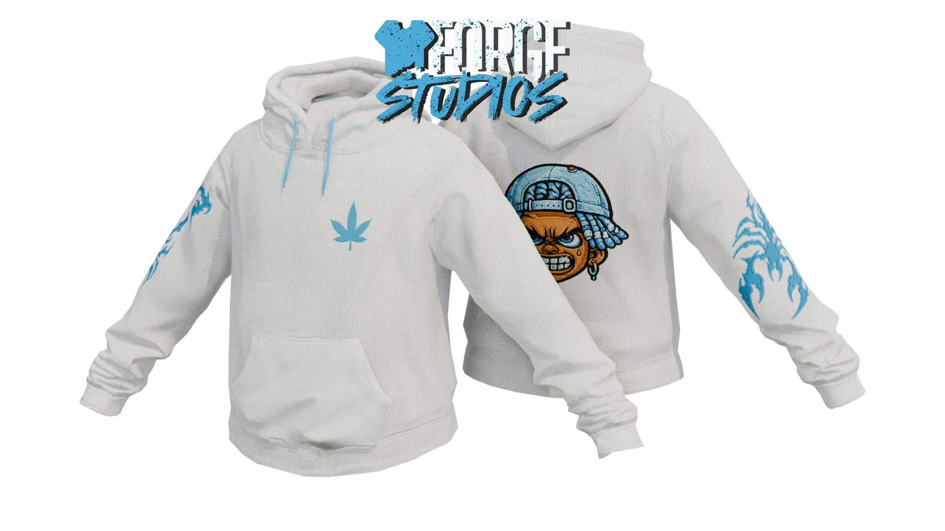 White hoodie with blue graphic details – FiveM gang clothing for GTA RP (Neighbourhood)