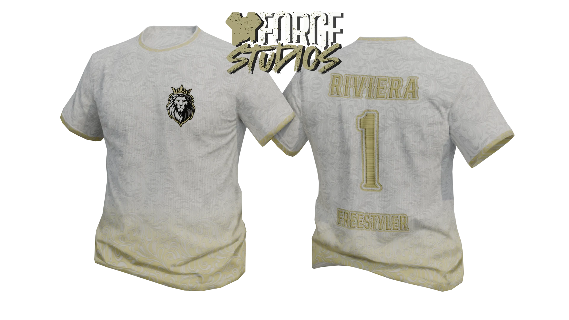 White T-shirt with cream trim – FiveM mafia and cartel clothing (Riviera)