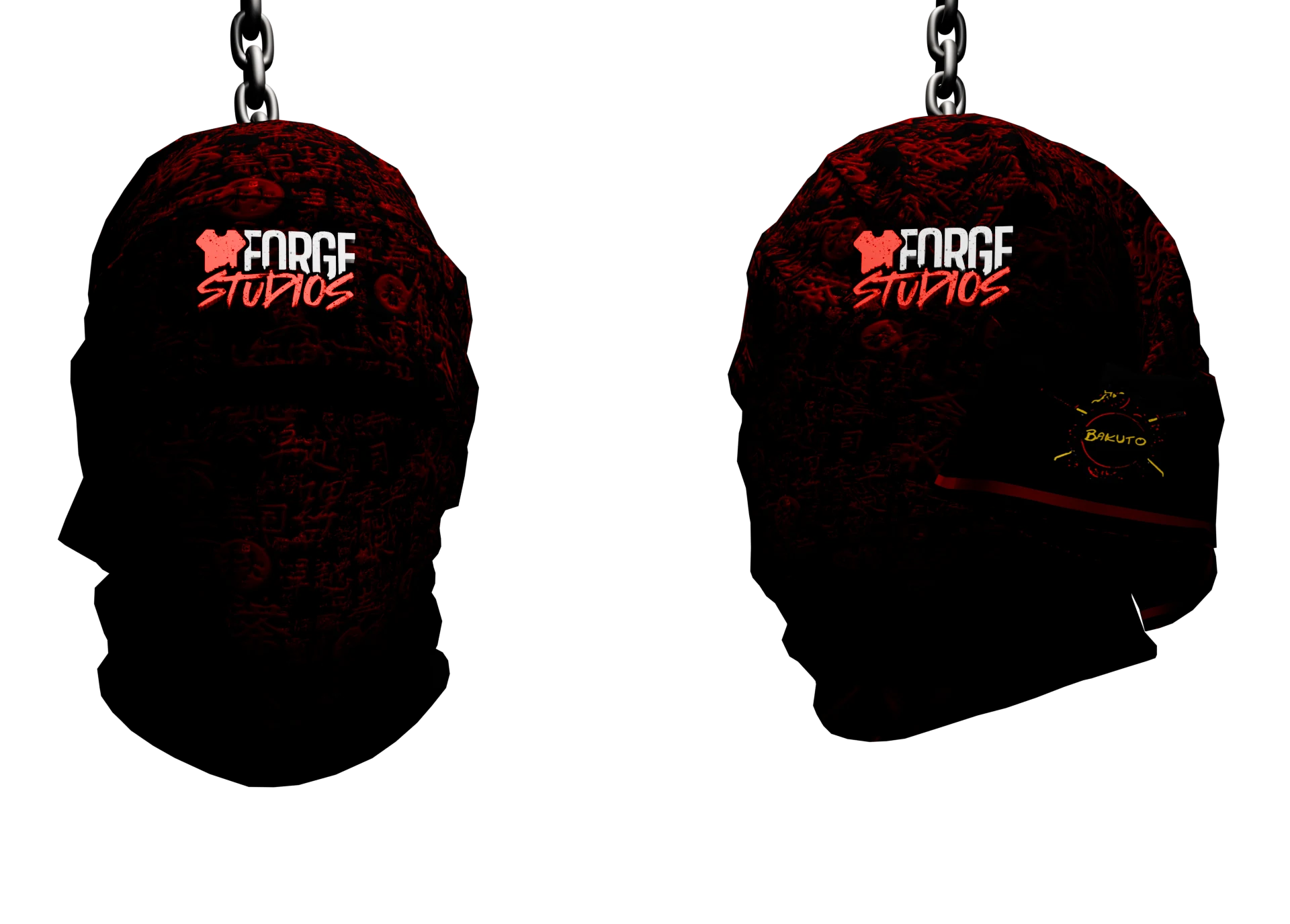 Black face covering with red pattern – FiveM faction clothing for GTA RP (Bakuto)