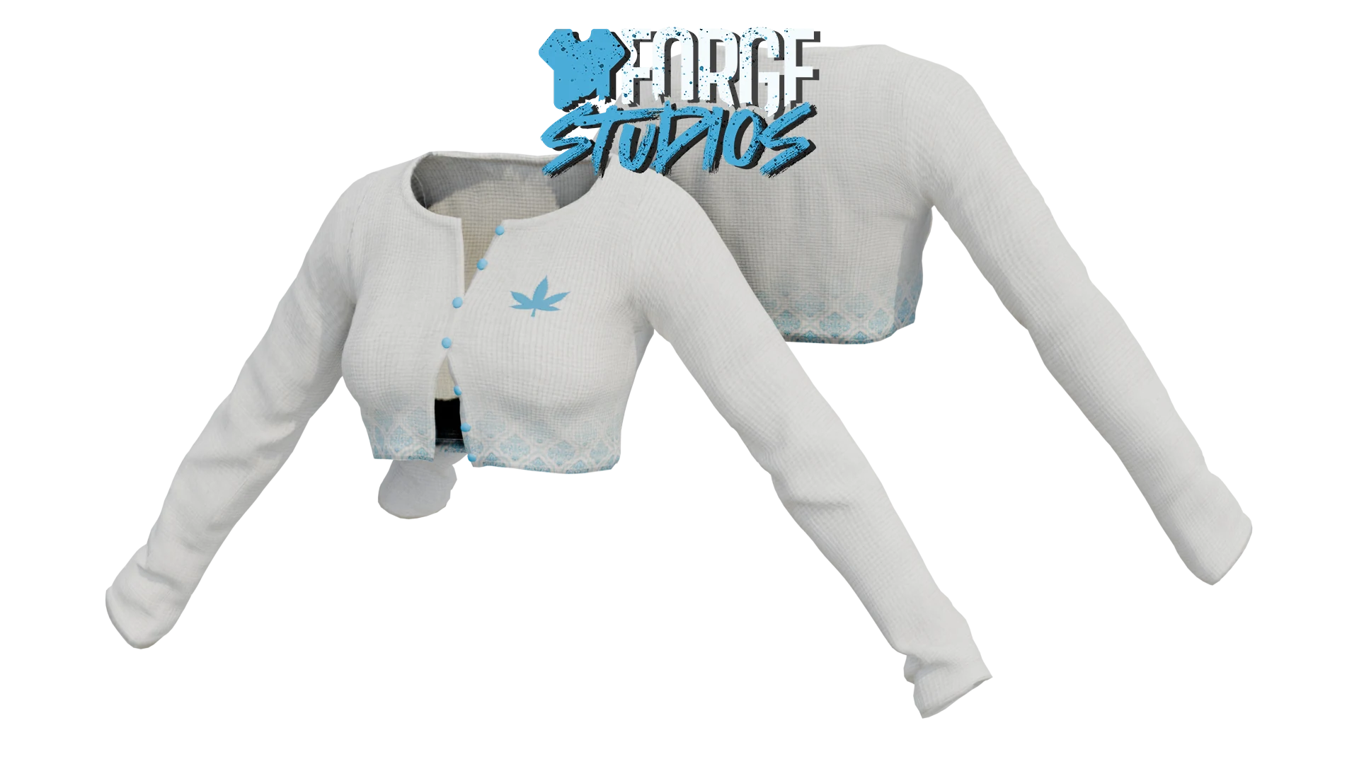 White cropped buttoned top with blue details – FiveM gang clothing for GTA RP (Neighbourhood)
