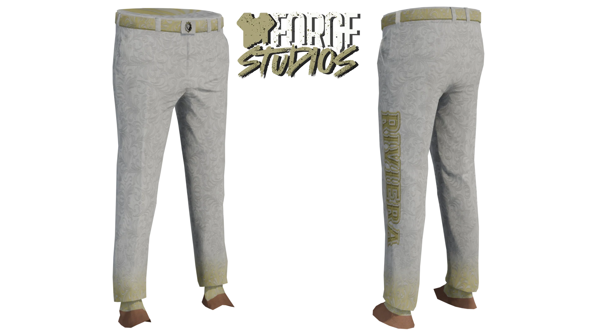 White patterned trousers with cream details – FiveM mafia and cartel clothing (Riviera)