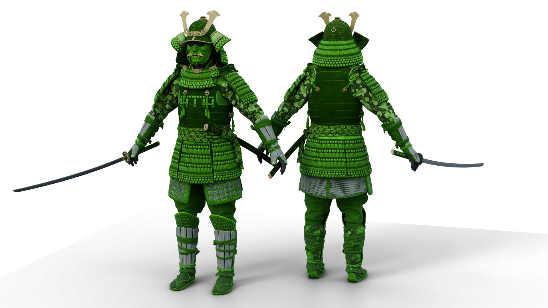 Green samurai armor with swords – FiveM 3D clothing asset (Samurai)