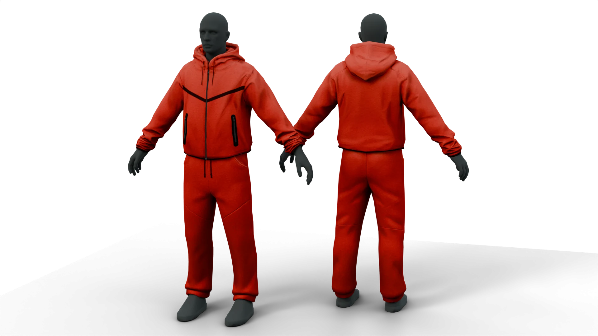 Orange hooded tracksuit, front and back – FiveM 3D clothing asset (Tracksuit Crevis)