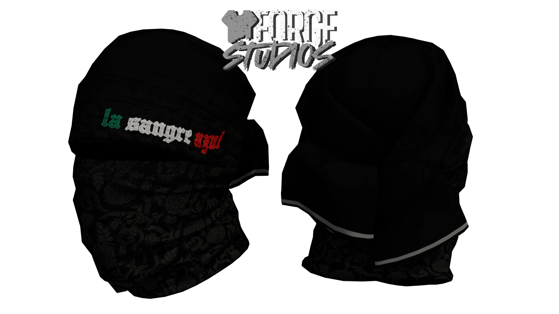 Black patterned face covering – FiveM mafia and cartel clothing (La Sangre Azul)