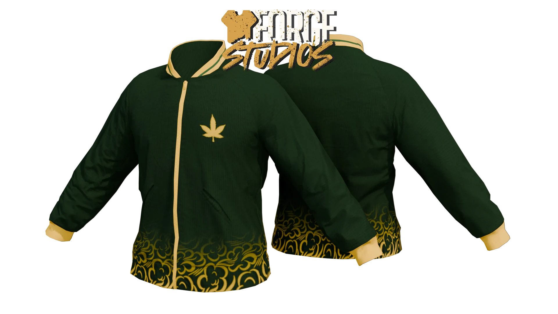 Dark green buttoned top with yellow patterned hem – FiveM gang clothing for GTA RP (Public Enemies)