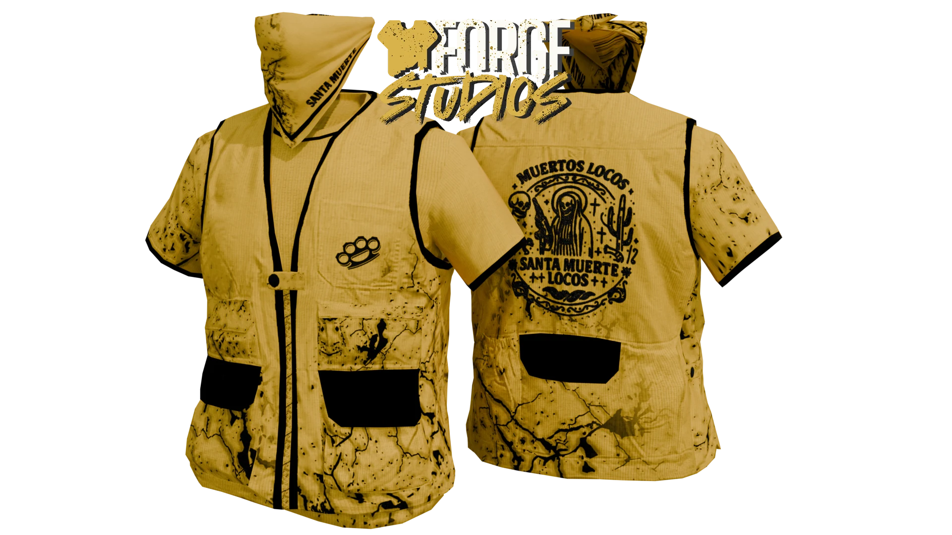 Yellow utility vest over a matching T-shirt – FiveM gang clothing for GTA RP (Muertos Locos)