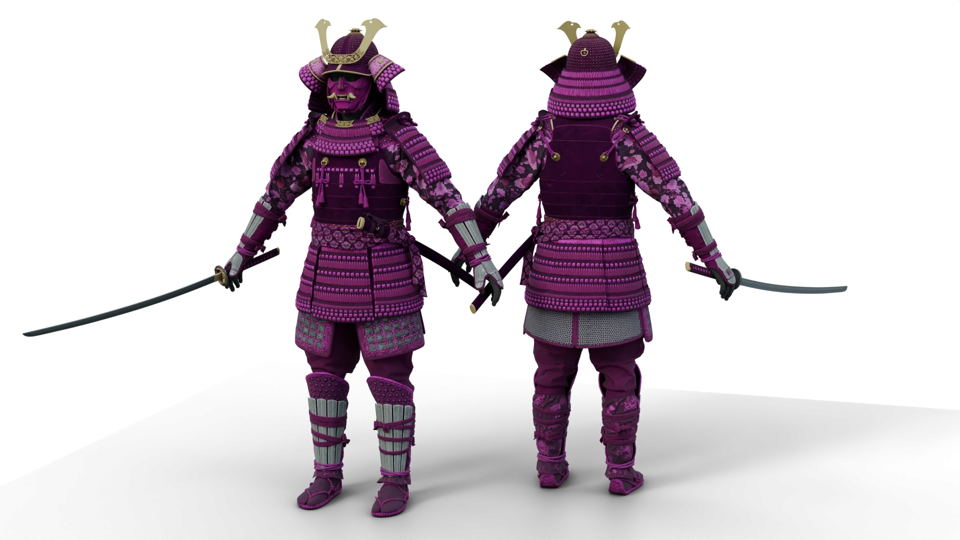 Purple samurai armor with swords – FiveM 3D clothing asset (Samurai)