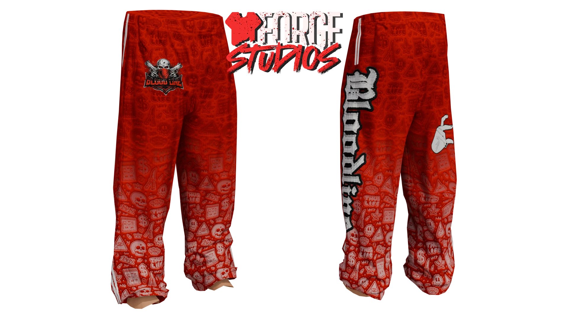 Red and white patterned trousers – FiveM gang clothing for GTA RP (Bloodline 2.0)