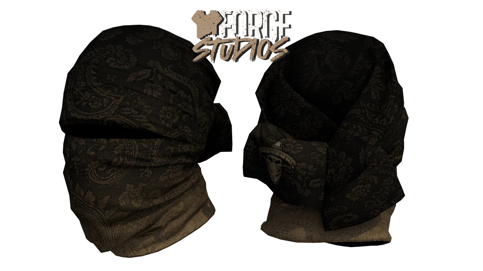 Dark patterned face covering and wrapped headwear – FiveM mafia and cartel clothing (Sicario)