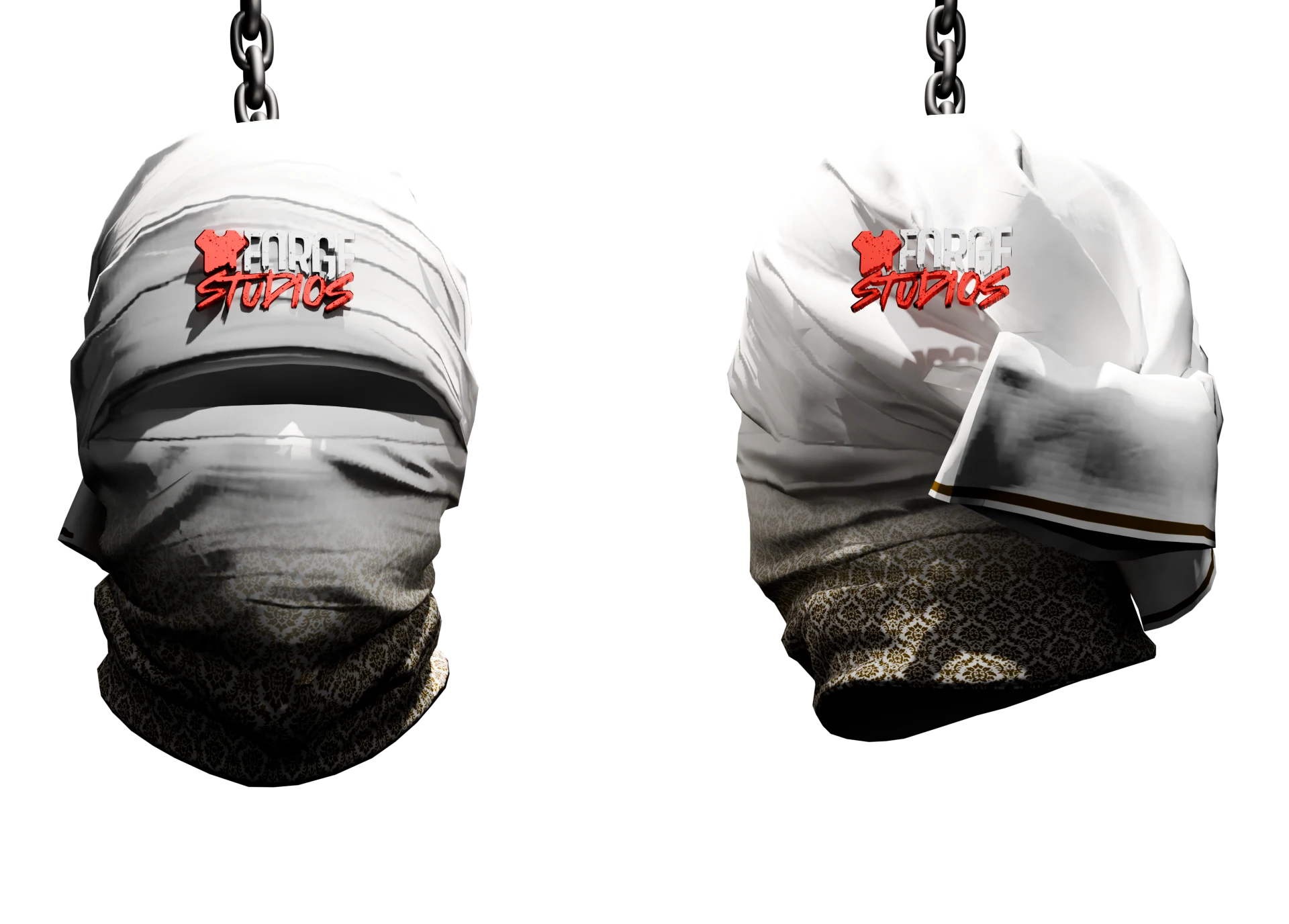 White face covering with dark patterned lower edge – FiveM faction clothing for GTA RP (La Mano Bianca)