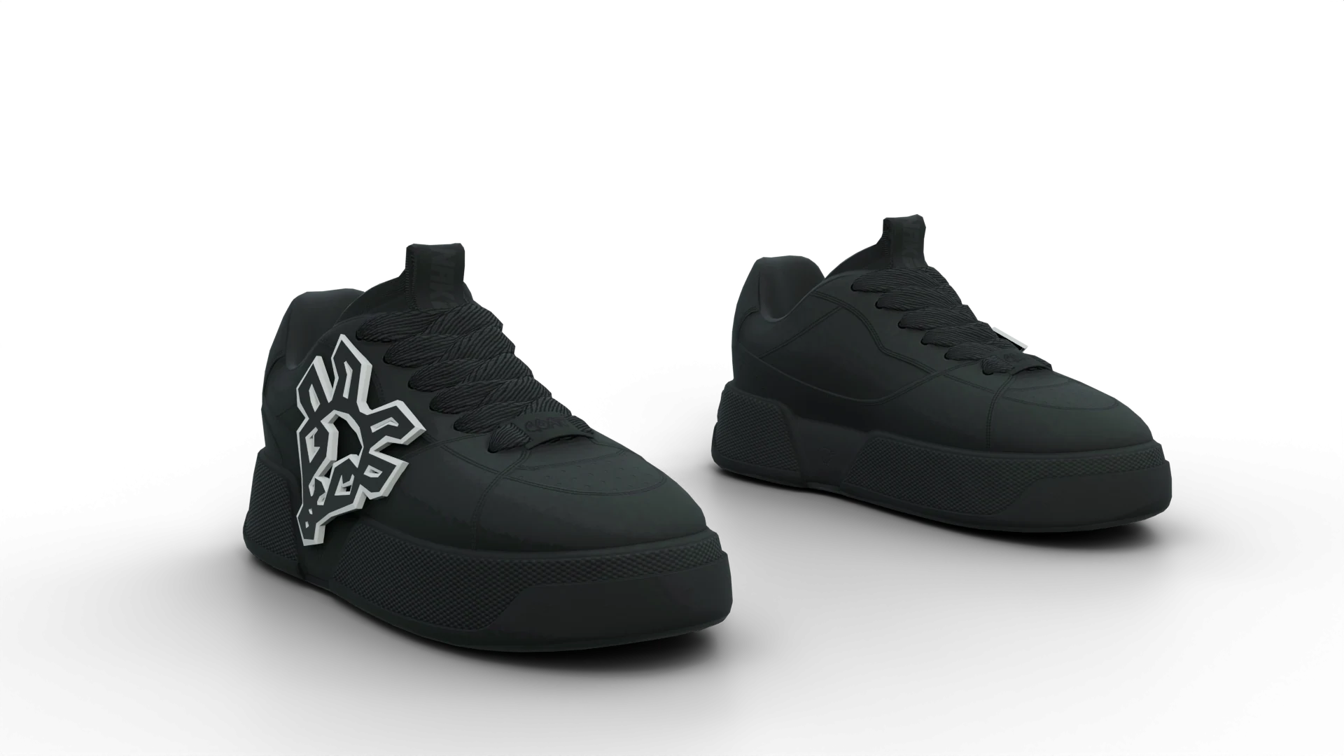 Black sneakers with side emblem – FiveM 3D clothing asset (Naked Goat Shoes)
