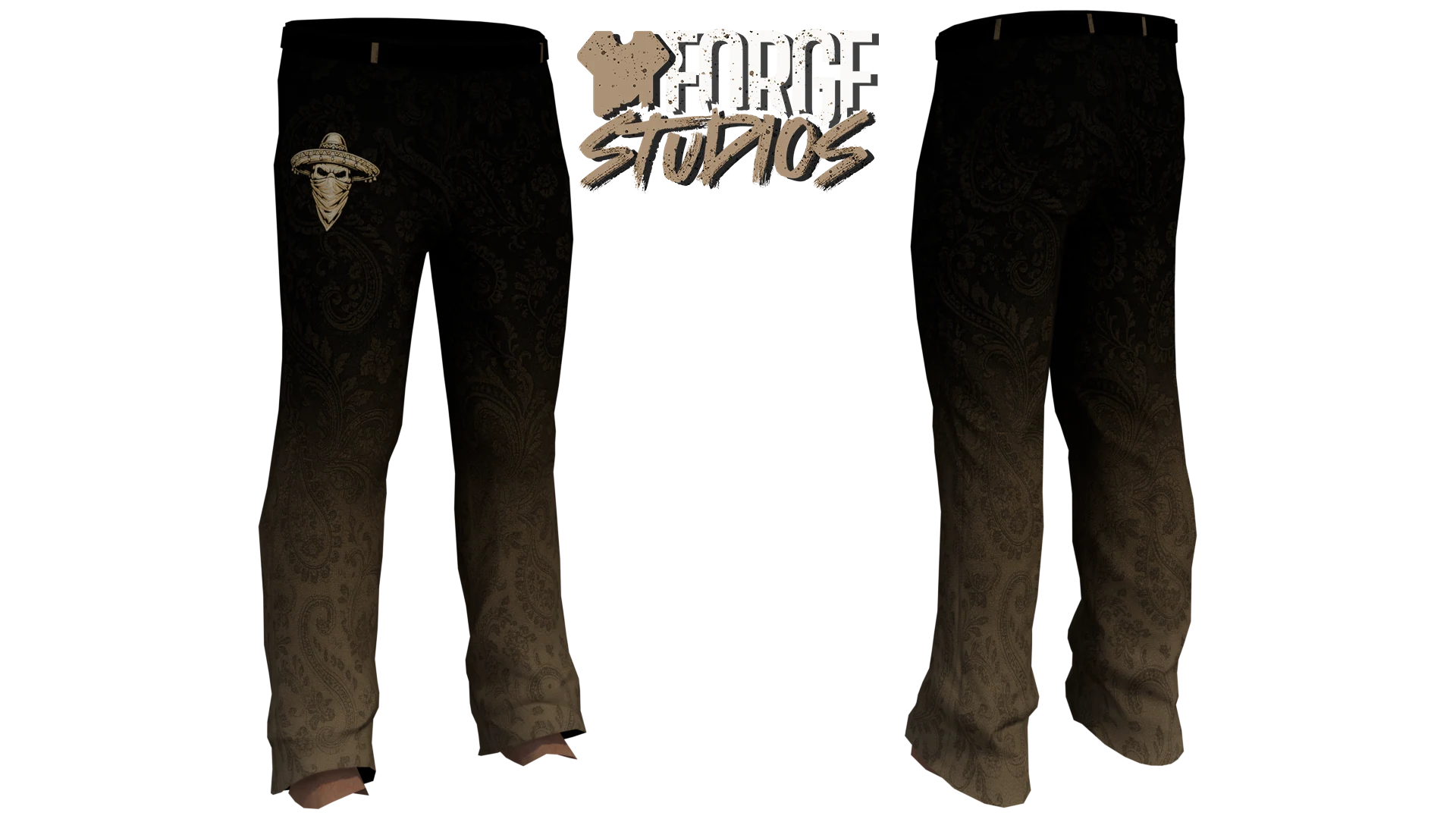Black and brown trousers with skull motif – FiveM mafia and cartel clothing (Sicario)