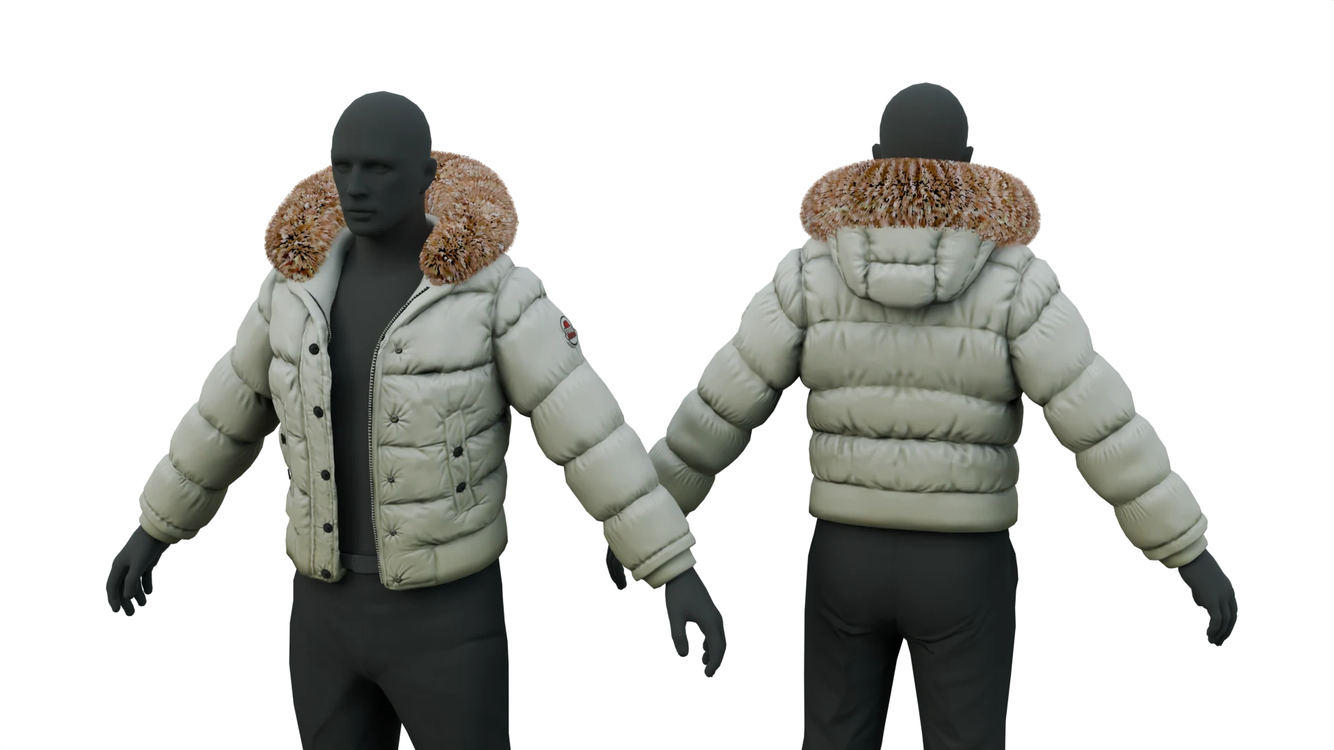 White puffer jacket, alternate fit – FiveM 3D clothing asset (Puffer Jacket)