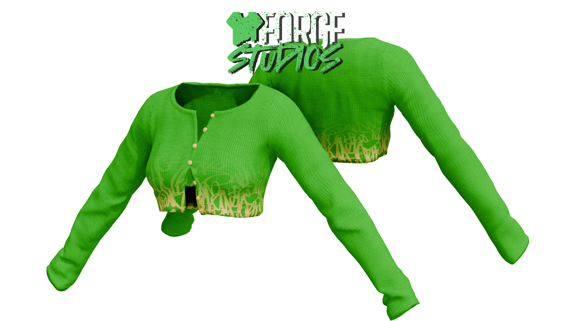 Green cropped long-sleeve top – FiveM gang clothing for GTA RP (7th Yards)