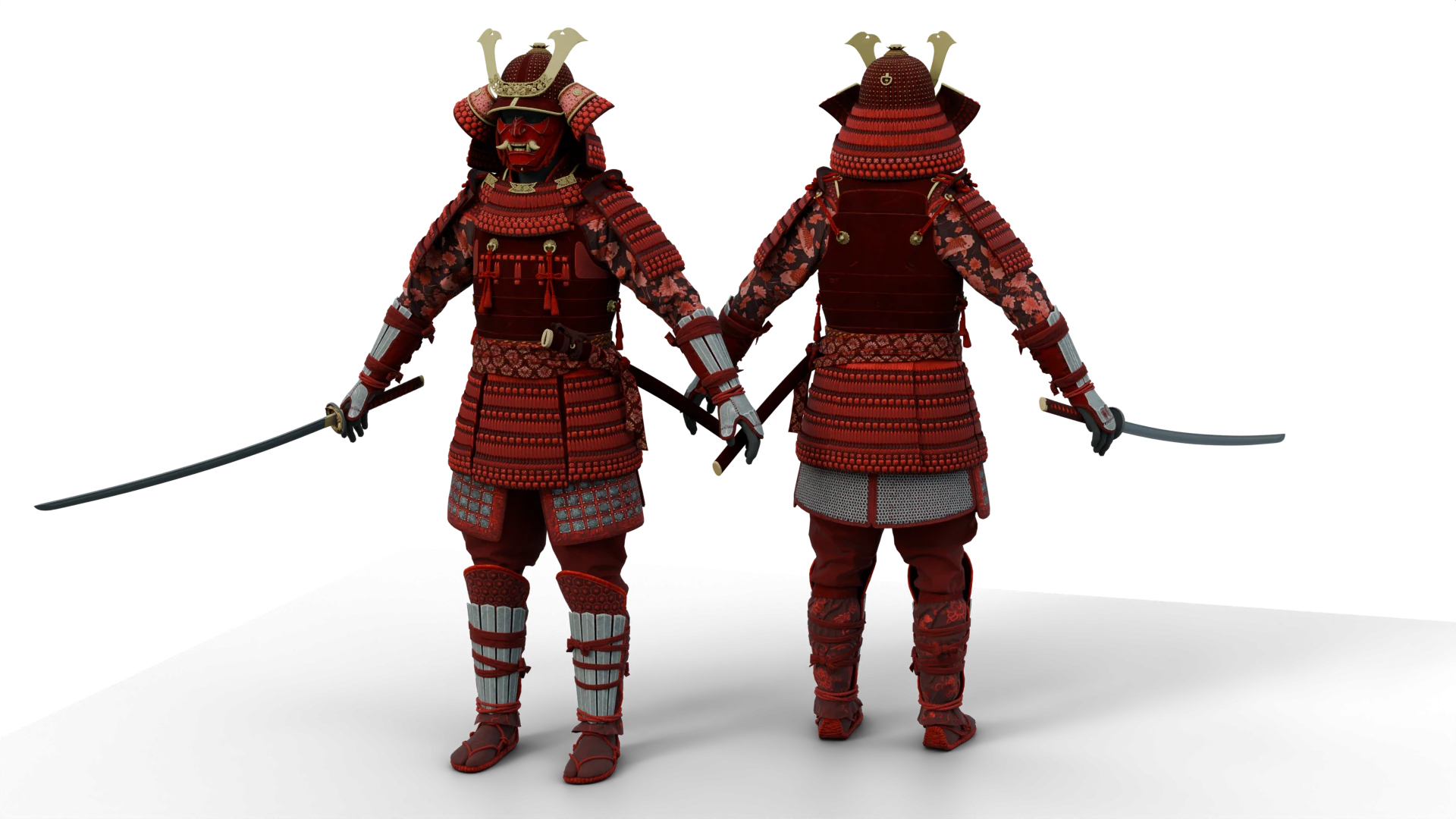Red samurai armor with swords – FiveM 3D clothing asset (Samurai)