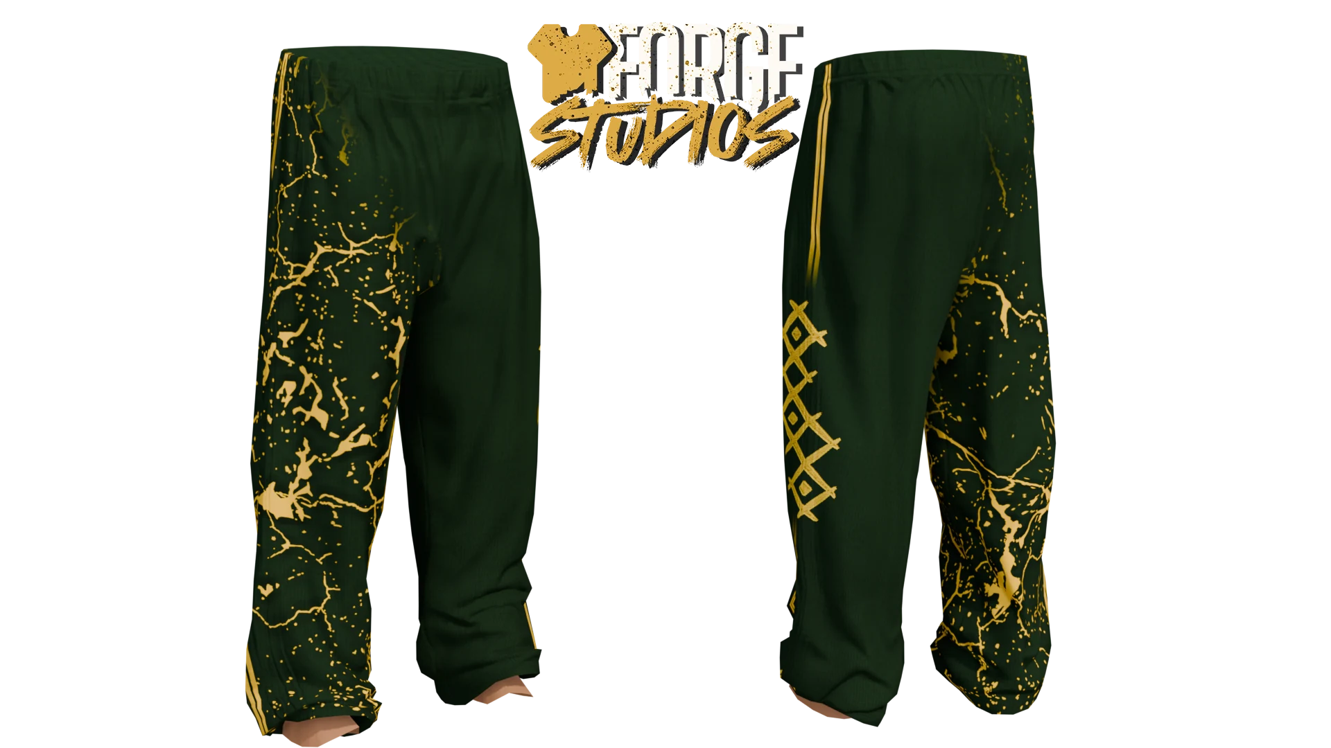 Dark green trousers with yellow graphics – FiveM gang clothing for GTA RP (Public Enemies)